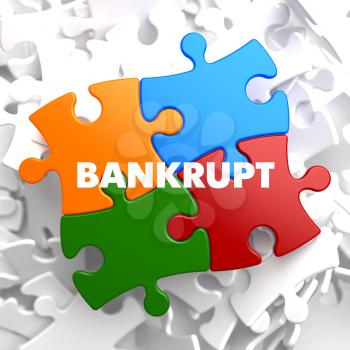 Bankrupt on Multicolor Puzzle on White Background.
