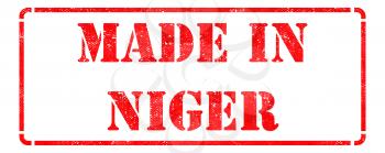 Made in Niger - Inscription on Red Rubber Stamp Isolated on White.