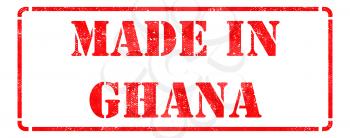 Made in Ghana - Inscription on Red Rubber Stamp Isolated on White.