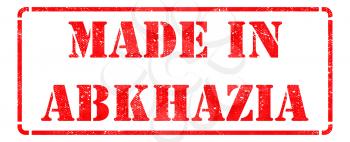 Made in Abkhazia - Inscription on Red Rubber Stamp Isolated on White.