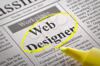 Designer Coder Jobs in Newspaper. Job Search Concept.