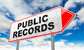 Public Records - Inscription on Red Road Sign on Sky Background.