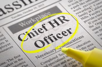 Chief HR Officer Vacancy in Newspaper. Job Search Concept.