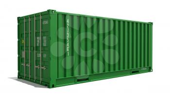 Green Container on Isolated White Background. Industrial Concept.