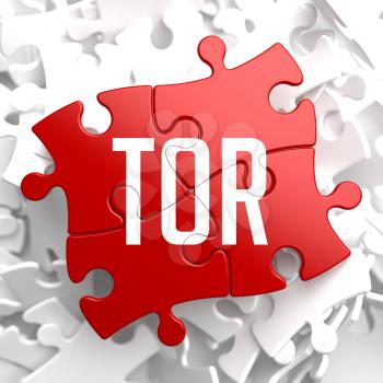 TOR - Red Puzzle on White Background.