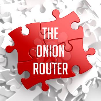 The Onion Router - Red Puzzle on White Background.