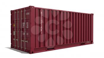 Red Container on Isolated White Background. Industrial Concept.