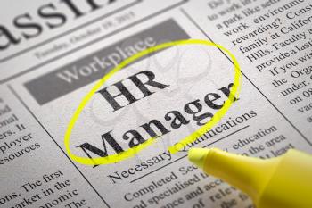 HR Manager Vacancy in Newspaper. Job Seeking Concept.