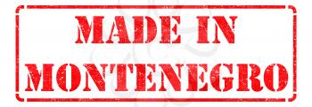 Made in Montenegro - Inscription on Red Rubber Stamp Isolated on White.