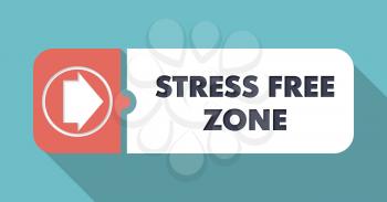 Stress Free Zone Button in Flat Design with Long Shadows on Orange Background.