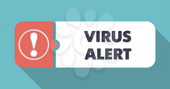Virus Alert Button in Flat Design with Long Shadows on Orange Background.