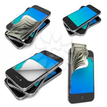 Mobile Payments- Set of 3D Illustrations on Isolated Background.