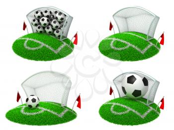 Soccer Concepts - Set of 3D Football Gate and Balls.