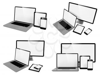 Computer, Laptop, Tablet and Phone. Set of Computer Devices.