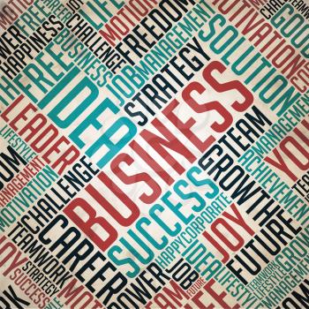 Business - Retro Word Collage on Old Paper.