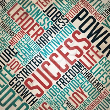 Success - Retro Word Collage on Old Paper.
