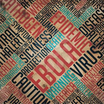 Ebola - Grunge Word Collage on Old Fulvous Paper.