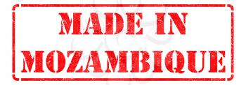 Made in Mozambique - Inscription on Red Rubber Stamp Isolated on White.