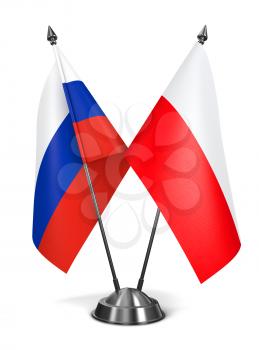 Russia and Poland - Miniature Flags Isolated on White Background.