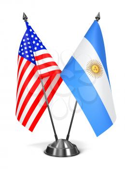 USA and Argentina - Miniature Flags Isolated on White Background.