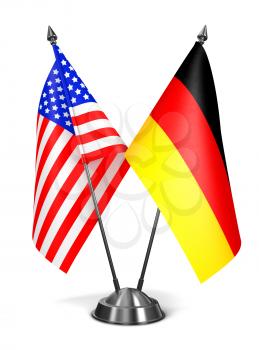 USA and Germany - Miniature Flags Isolated on White Background.