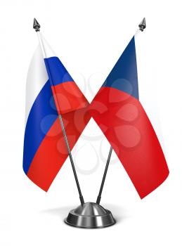 Russia and Czech Republic - Miniature Flags Isolated on White Background.