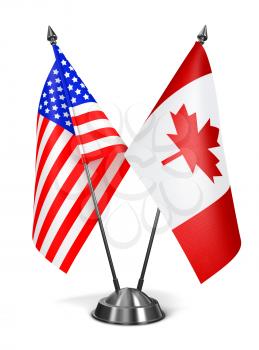 USA and Canada - Miniature Flags Isolated on White Background.