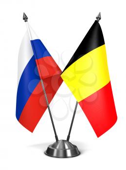 Russia and Belgium - Miniature Flags Isolated on White Background.