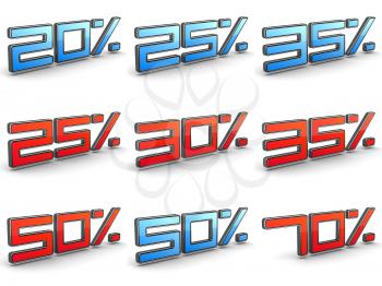 Discount Concepts - Set of 3D in Hi-Tech Style.