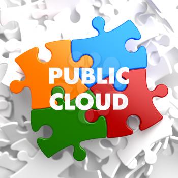 Public Cloud on Multicolor Puzzle on White Background. Business Concept