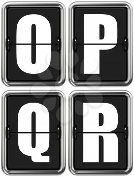 Letters O P Q R - Set of Alphabet on Mechanical Scoreboard.