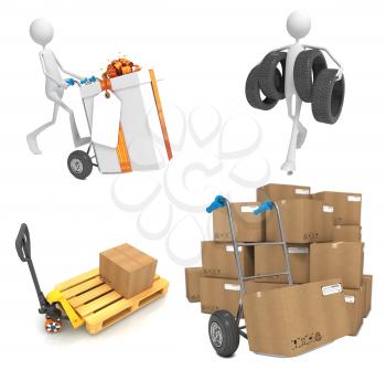 Delivery Concepts - Set of 3D Isolated on White Background.
