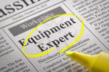 Equipment Expert Jobs in Newspaper. Job Seeking Concept.