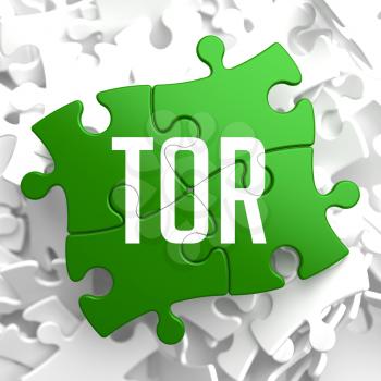 TOR - Green Puzzle on White Background.
