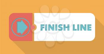 Finish Line Button in Flat Design with Long Shadows on Blue Background.