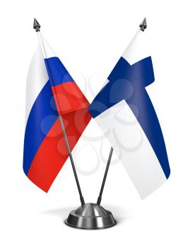 Russia and Finland - Miniature Flags Isolated on White Background.