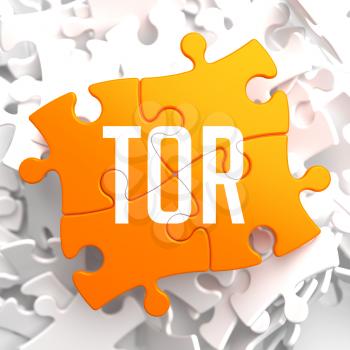 TOR - Orange Puzzle on White Background.