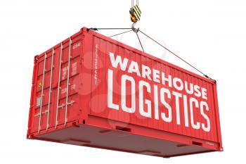 Warehouse Logistics on Red Metal Container on a White Background.
