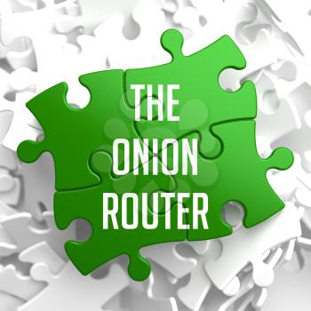 The Onion Router - Green Puzzle on White Background.