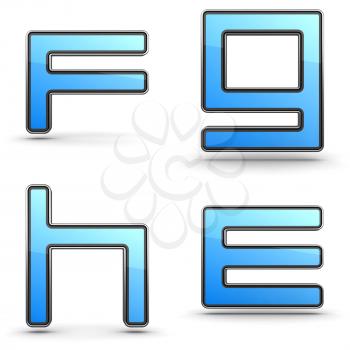 Letters E, F G, H - Set of 3D Alphabet in Touchpad Style.