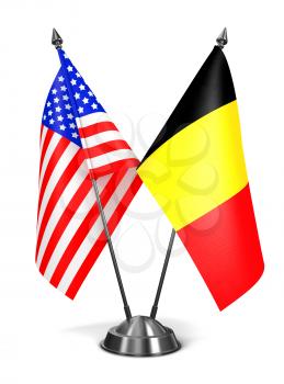 USA and Belgium - Miniature Flags Isolated on White Background.