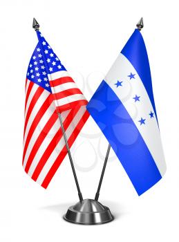 USA and Honduras - Miniature Flags Isolated on White Background.