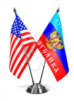 USA and LNR - Miniature Flags Isolated on White Background.