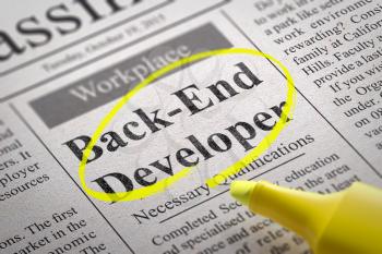 Back-End Developer Vacancy in Newspaper. Job Seeking Concept.