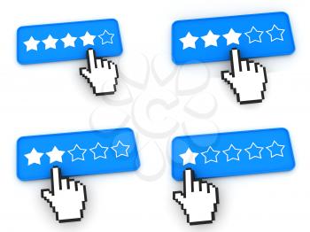 Ranking Concept. Web Buttons with Hand Cursor Isolated on White Background.
