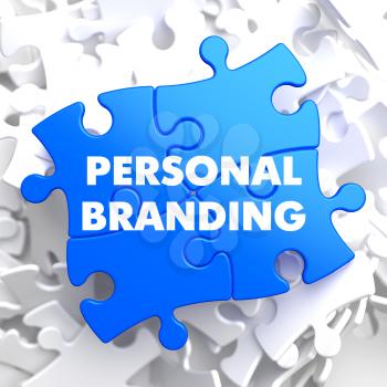 Personal Branding on Blue Puzzle on White Background.