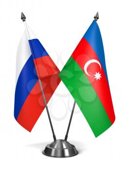 Russia and Azerbaijan - Miniature Flags Isolated on White Background.