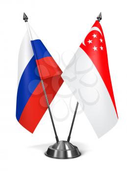 Russia and Singapore - Miniature Flags Isolated on White Background.