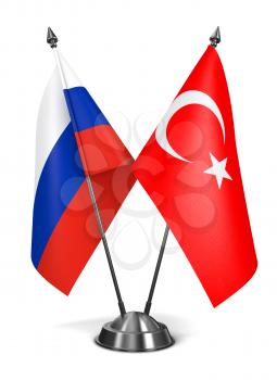 Russia and Turkey - Miniature Flags Isolated on White Background.