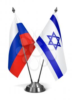 Russia and Israel - Miniature Flags Isolated on White Background.